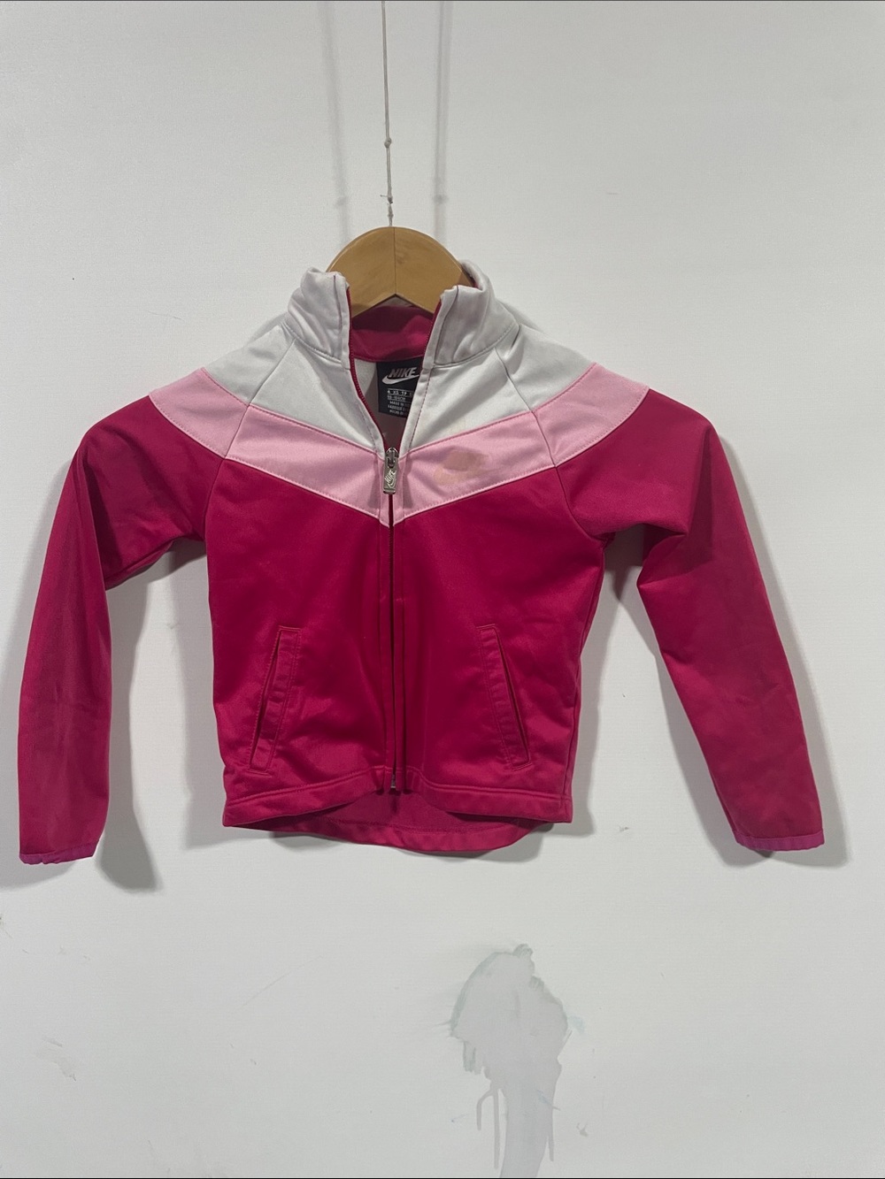 Nike Girls' Hot Pink & Light Pink Chevron Zip-Up Hoodie